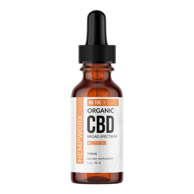 HempWorx Organic Broad Spectrum CBD Oil 750 mg – Cinnamon Flavor
